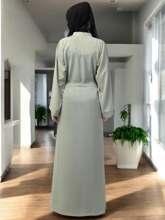 Front Open Abaya With Kimono Sleeves & Belt