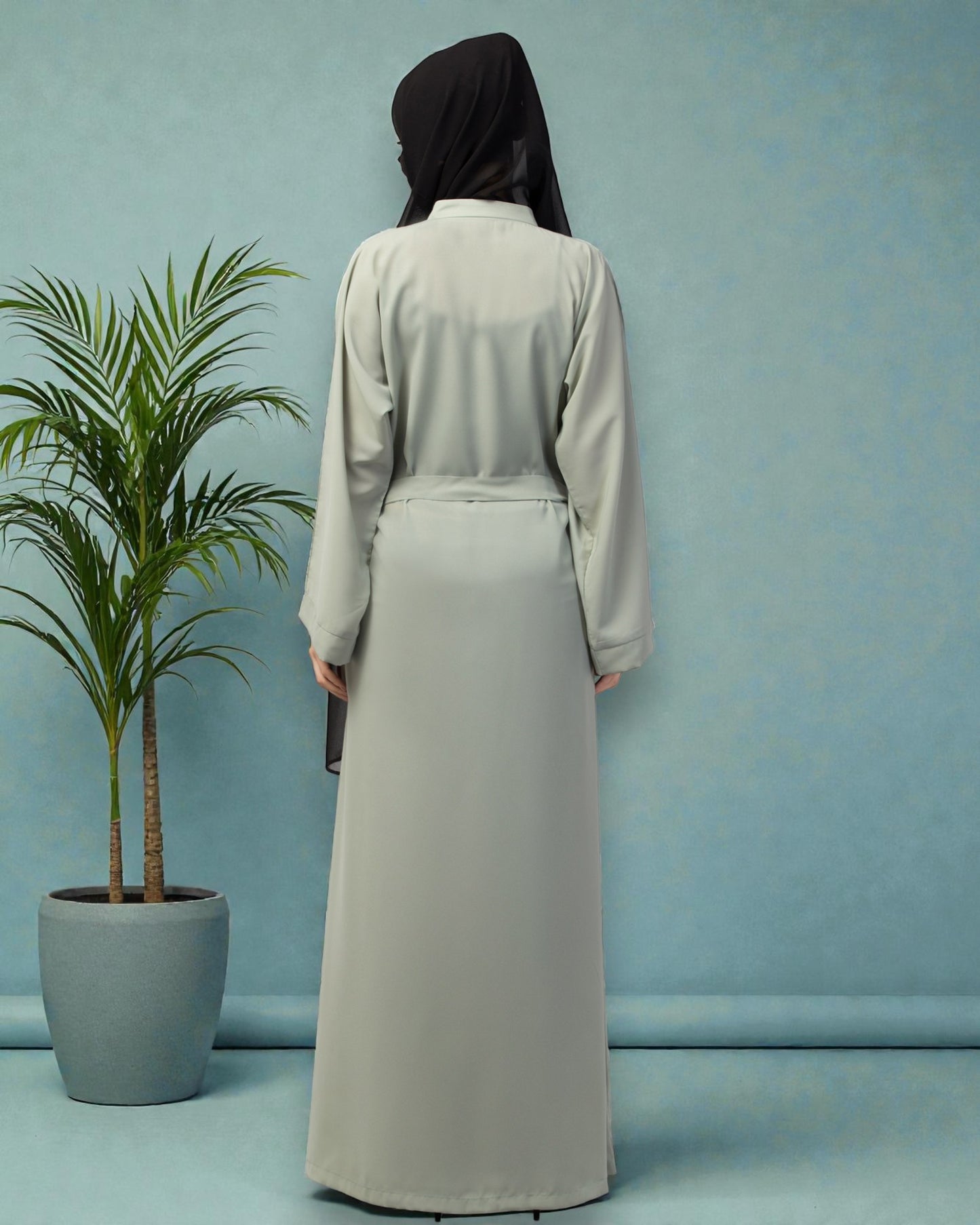 Front Open Abaya With Kimono Sleeves & Belt