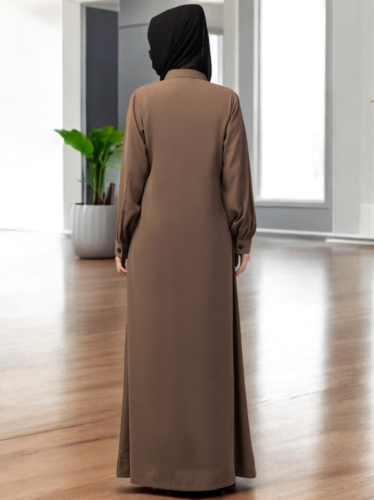 Front Open Abaya With Cuff & Placket