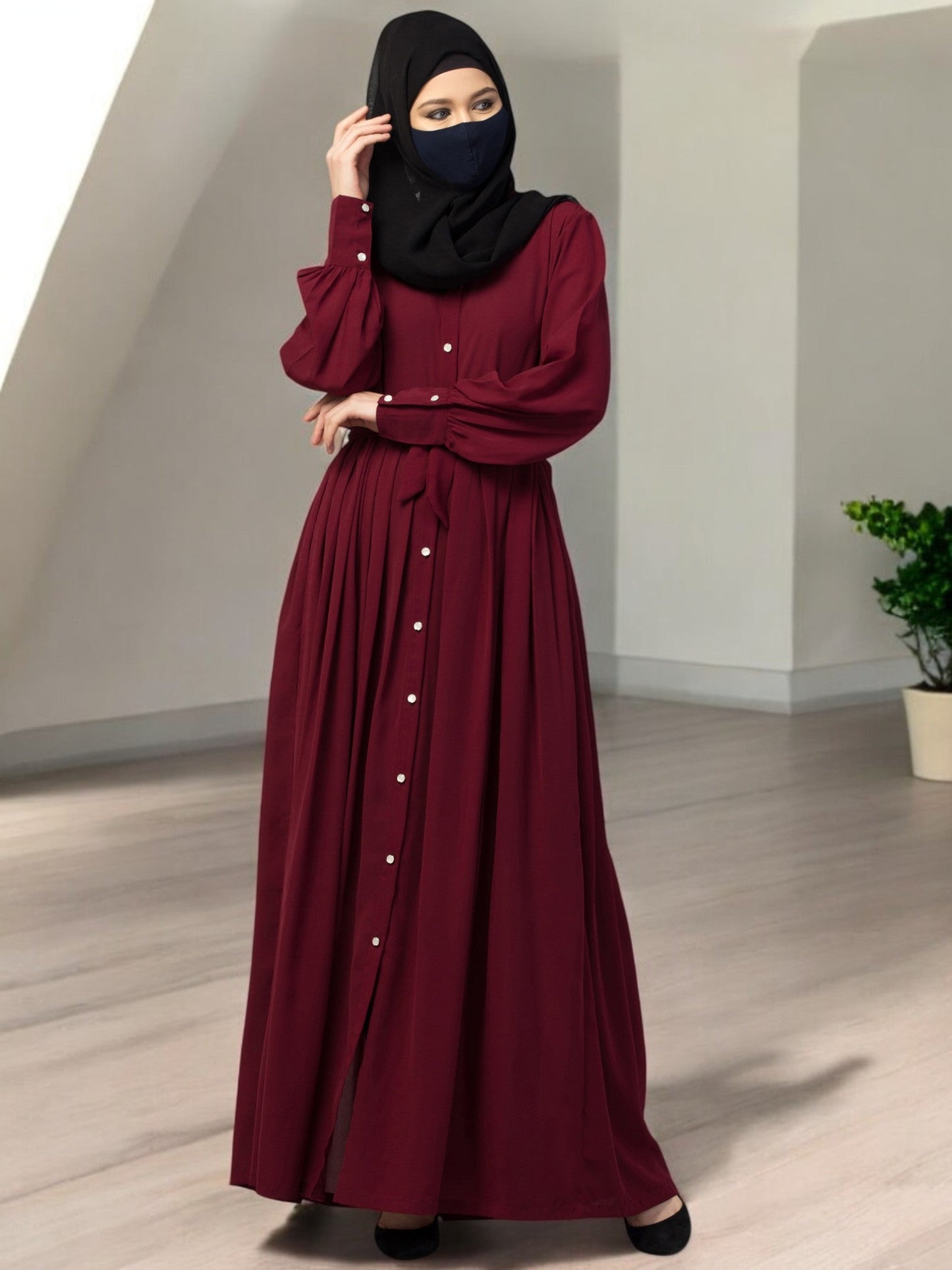Front Open- Designer Abaya With Pleats