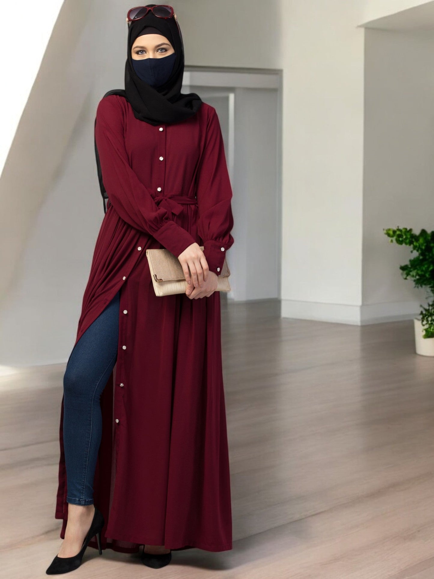 Front Open- Designer Abaya With Pleats