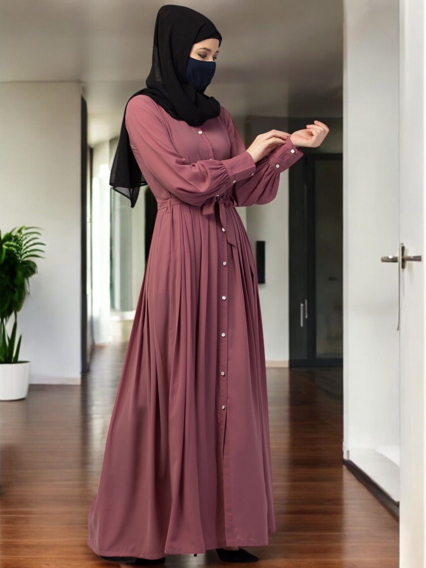 Front Open- Designer Abaya With Pleats