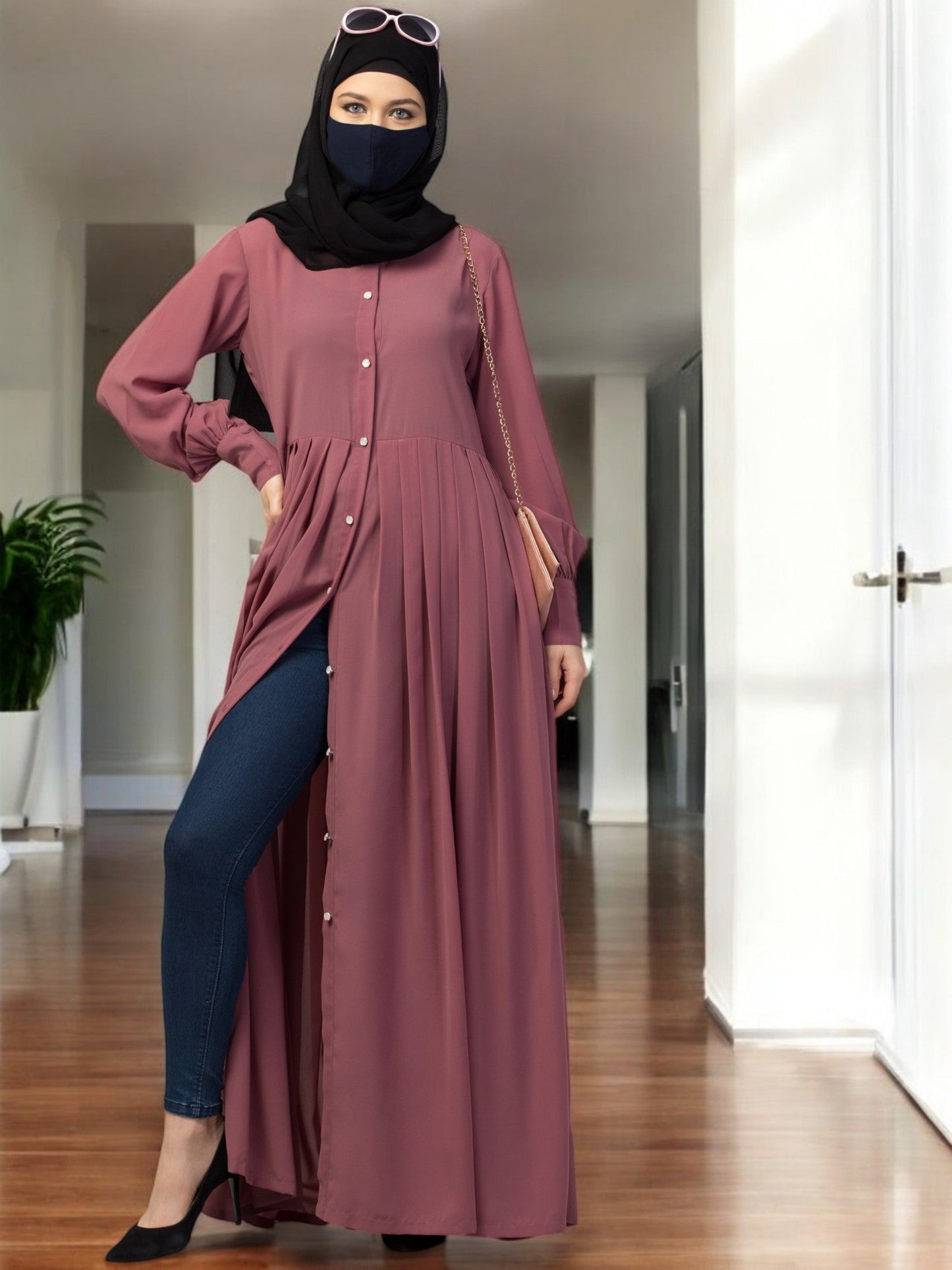 Front Open- Designer Abaya With Pleats