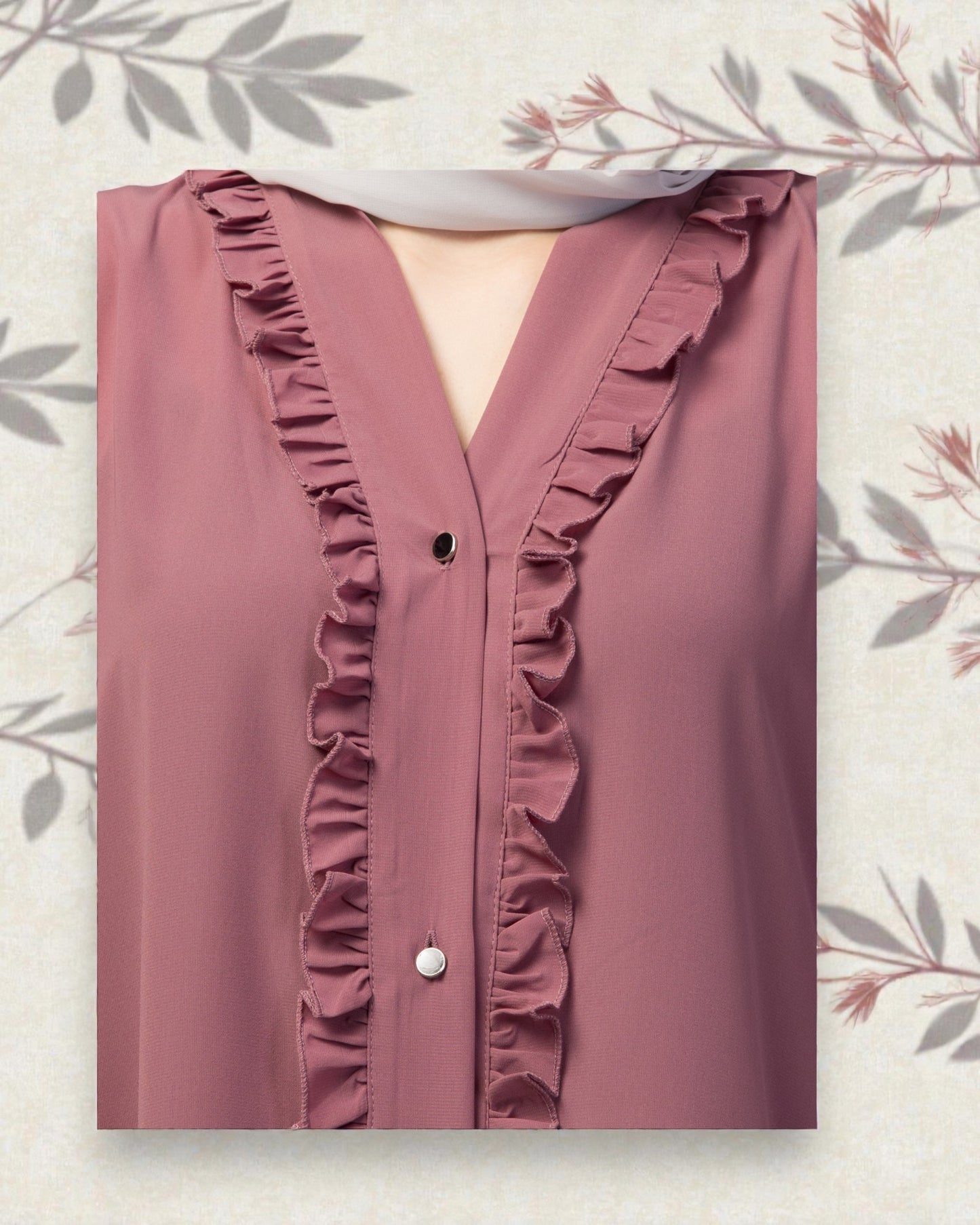 Front Open Abaya With Ruffles