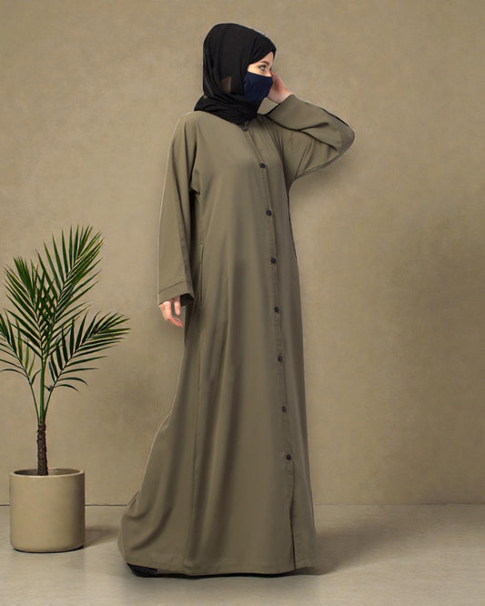 Front Open Abaya With Kimono Sleeves & Belt