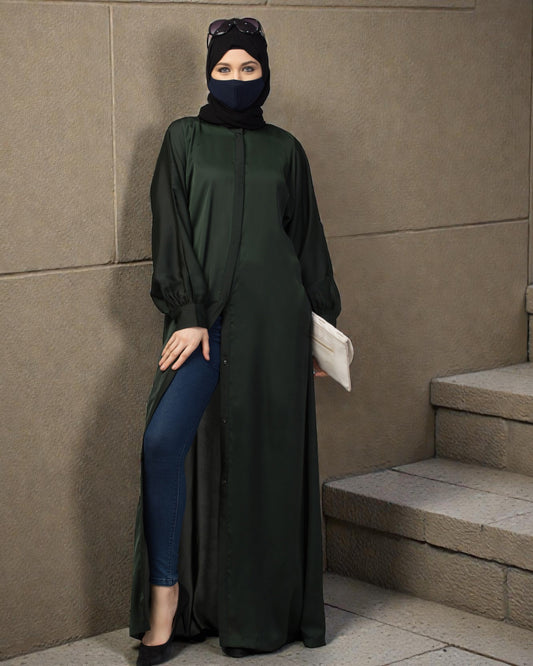 Front Open Nida Abaya With Cuff & Placket