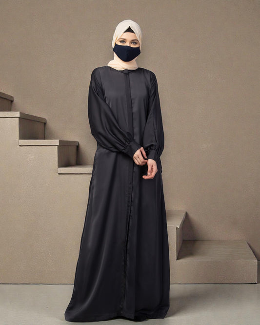 Front Open Nida Abaya With Cuff & Placket