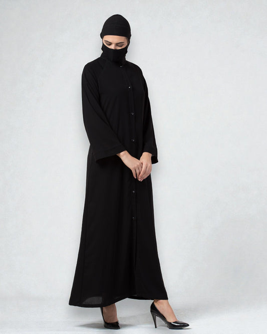 Musheco Front Open Abaya In Firdaus Fabric With Kimono Sleeves