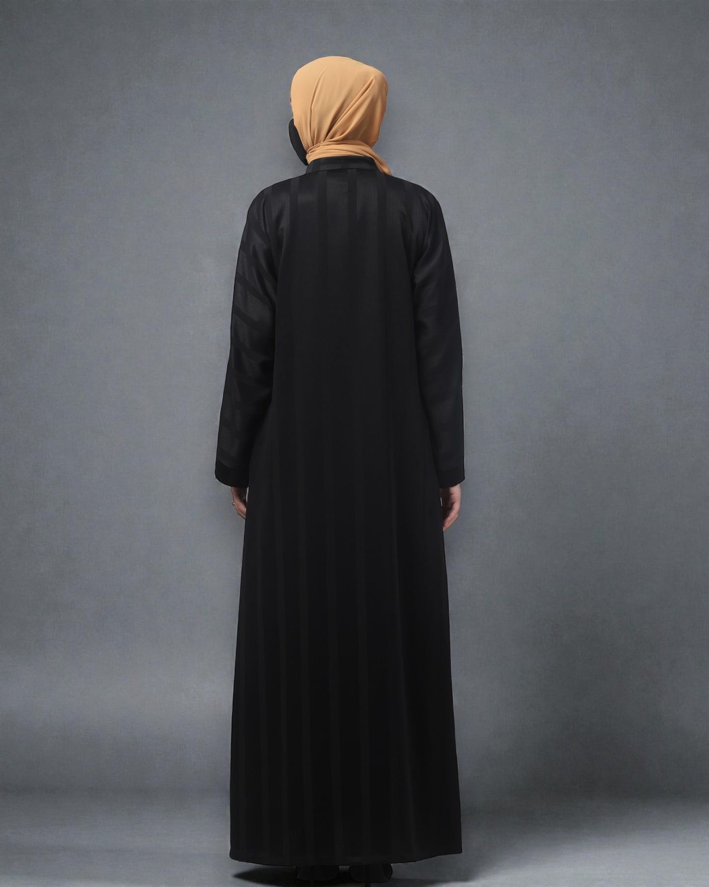 Front Open Abaya in Zoom Pro Fabric – Subtle Stripes & Effortless Grace