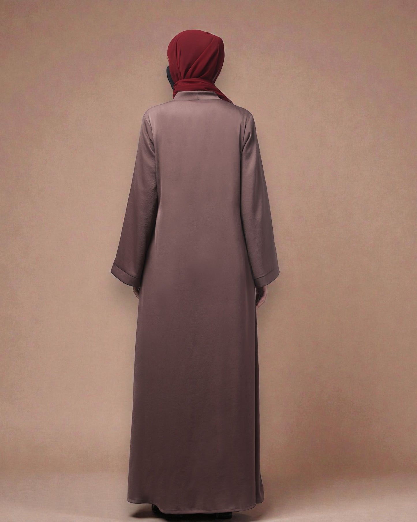 Front Open Tiktok Abaya with V-Neck & Flared Sleeves – Includes Hijab