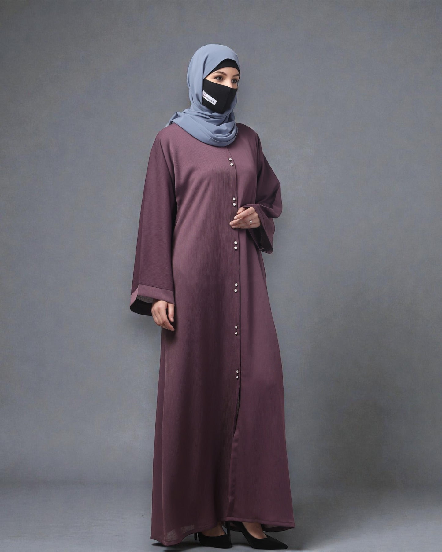 Front Open Abaya in Zoom Imported Fabric – Subtle Elegance with a Crushed Texture