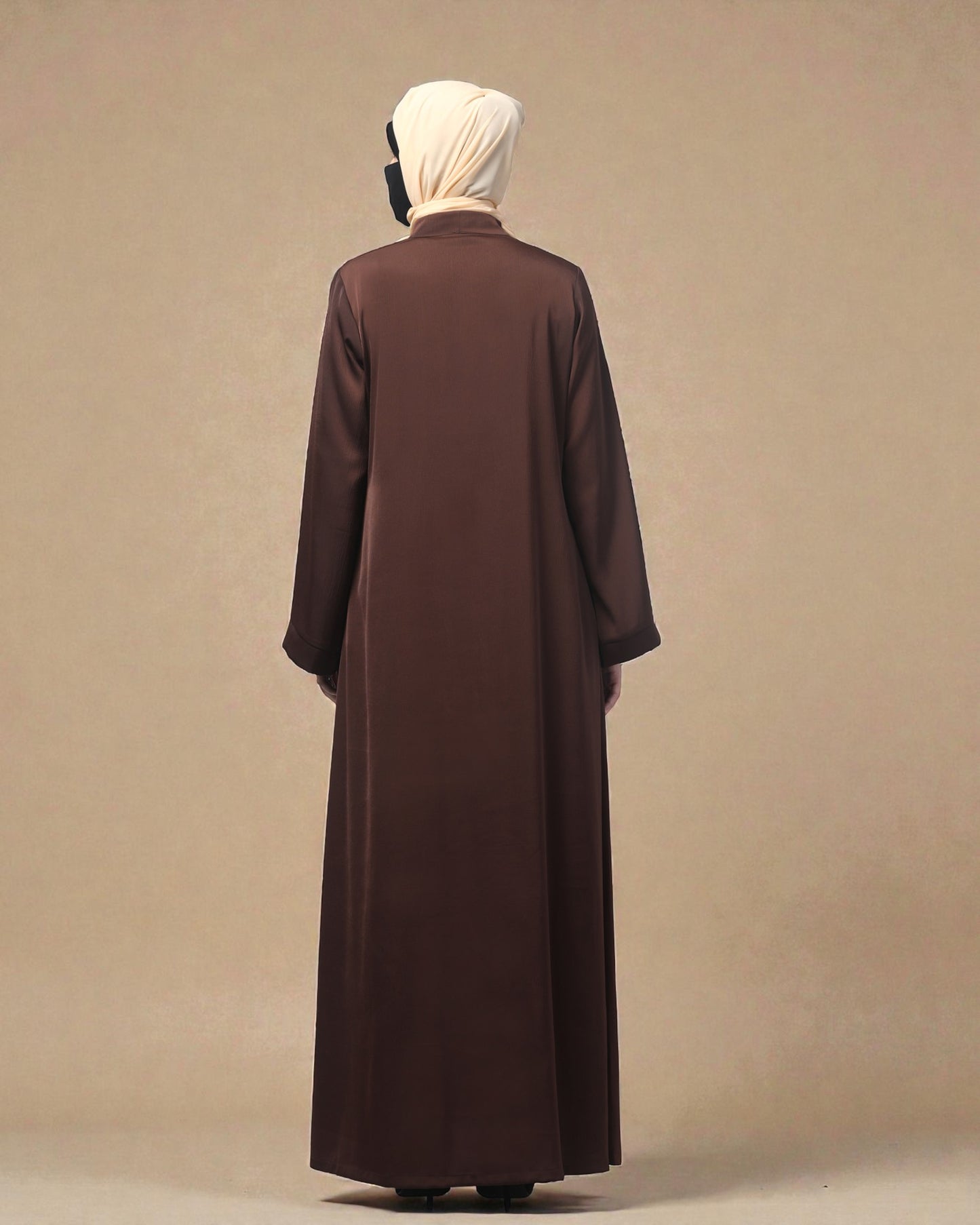 Front Open Tiktok Abaya with V-Neck & Flared Sleeves – Includes Hijab