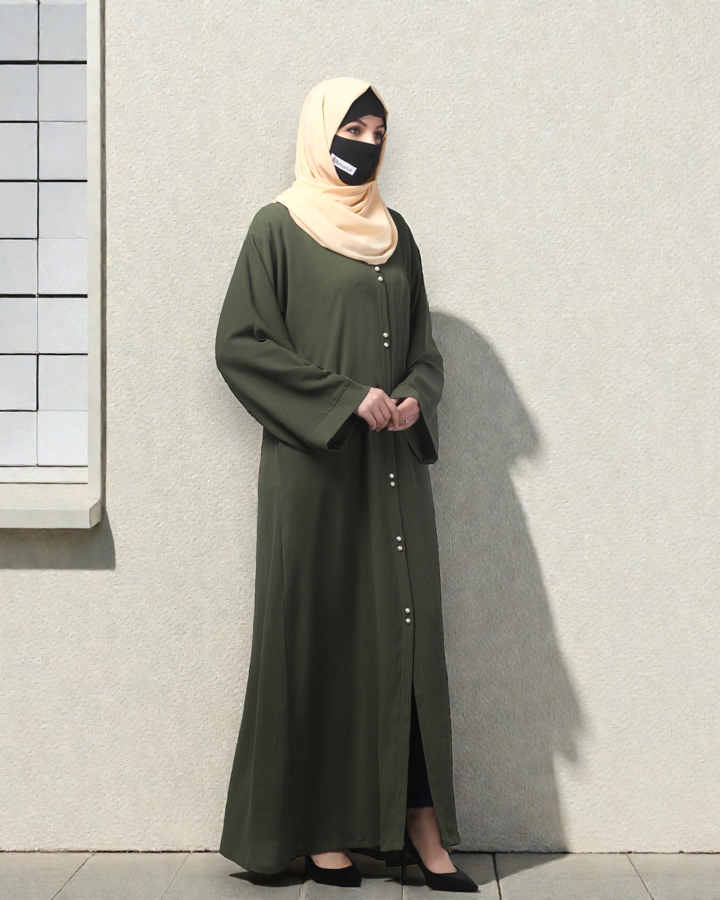 Front Open Abaya in Zamzam Crush – Subtle Elegance with a Crushed Finish