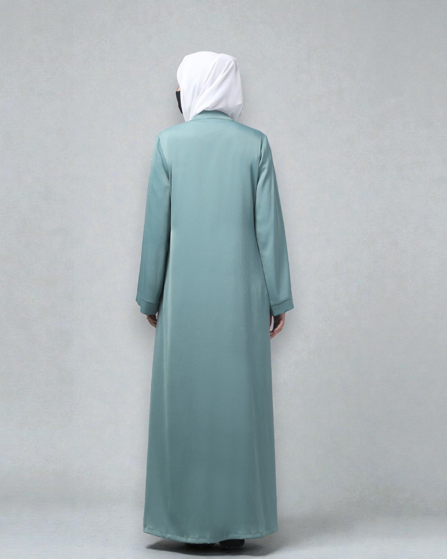 Front Open Tiktok Abaya with V-Neck & Flared Sleeves – Includes Hijab