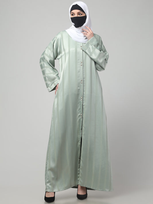 Front Open Abaya in Zoom Pro Fabric – Subtle Stripes & Effortless Grace
