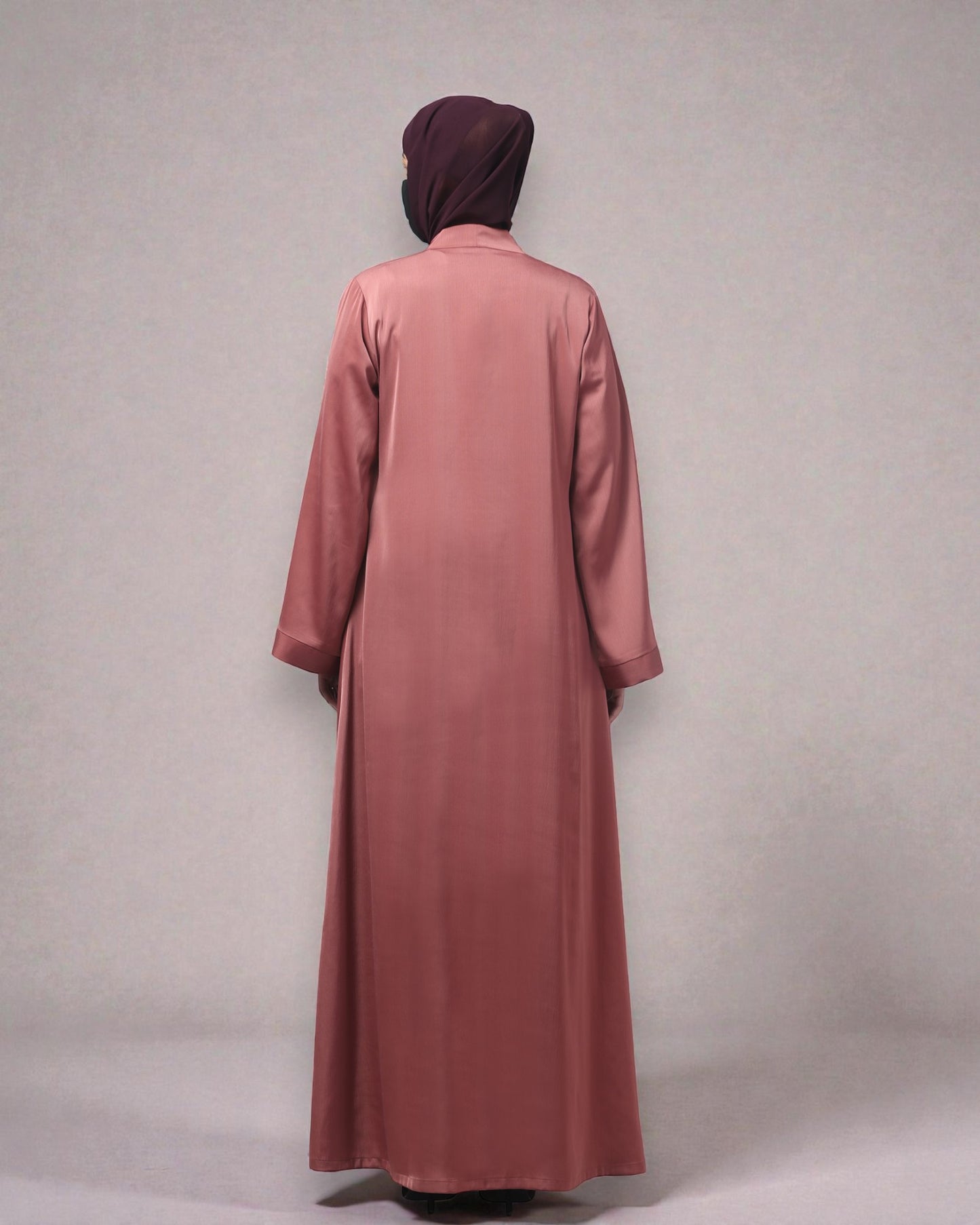 Front Open Tiktok Abaya with V-Neck & Flared Sleeves – Includes Hijab