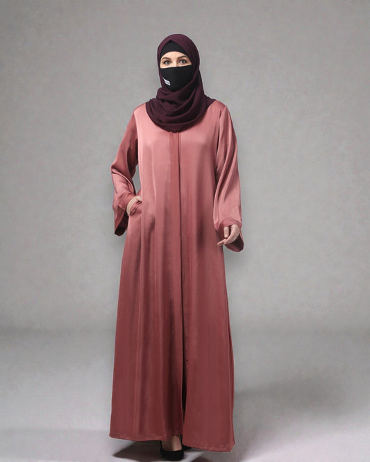 Front Open Tiktok Abaya with V-Neck & Flared Sleeves – Includes Hijab