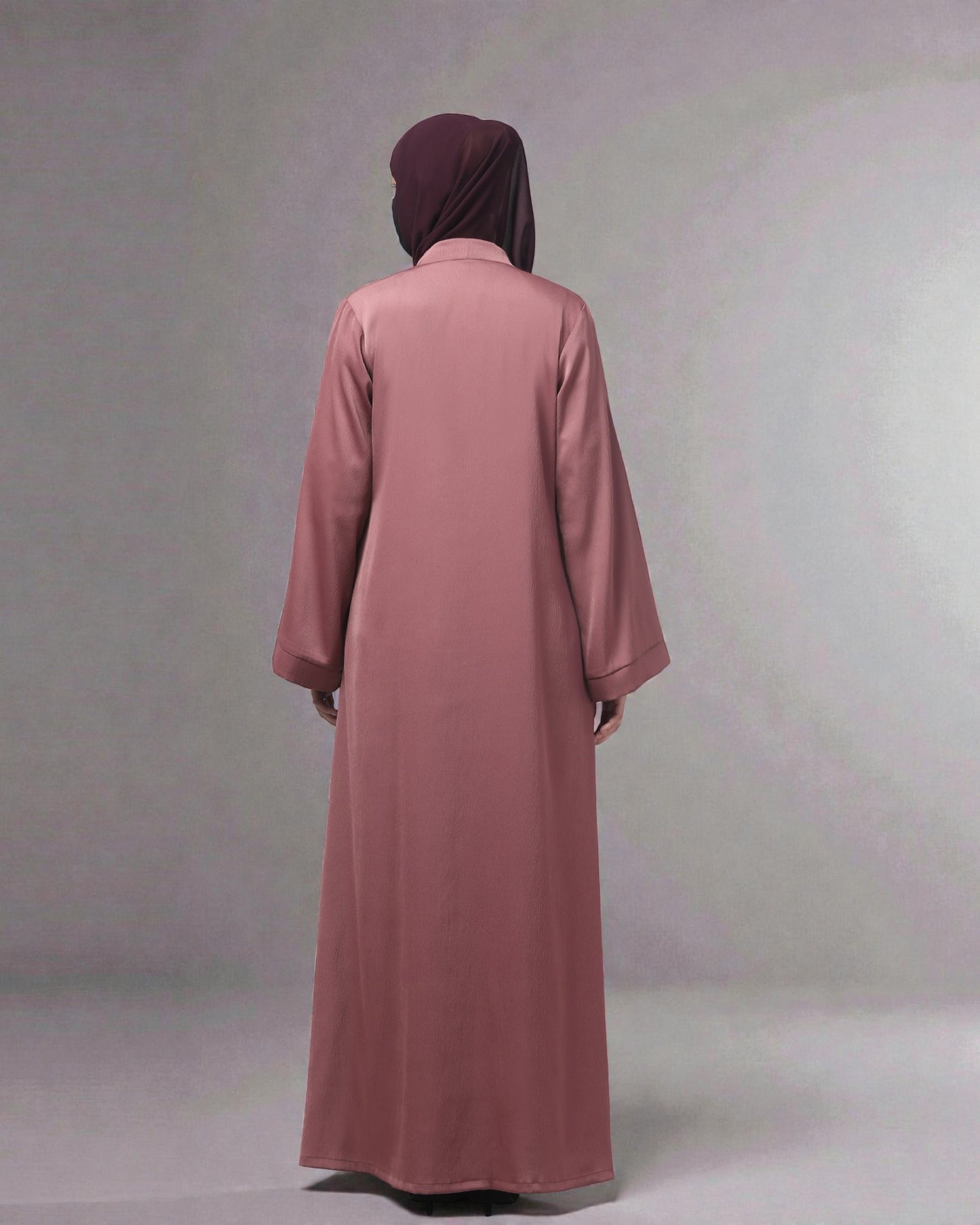Front Open Tiktok Abaya with V-Neck & Flared Sleeves – Includes Hijab