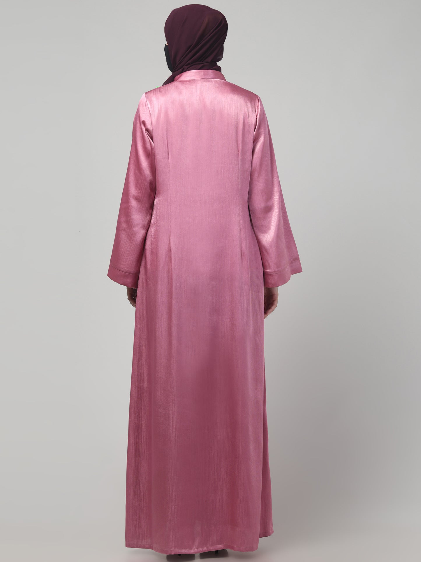 Front Open Abaya in Cadbury Silk Fabric – Lustrous Shine & Elegant Draping