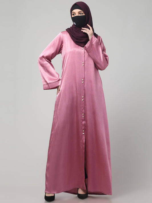 Front Open Abaya in Cadbury Silk Fabric – Lustrous Shine & Elegant Draping
