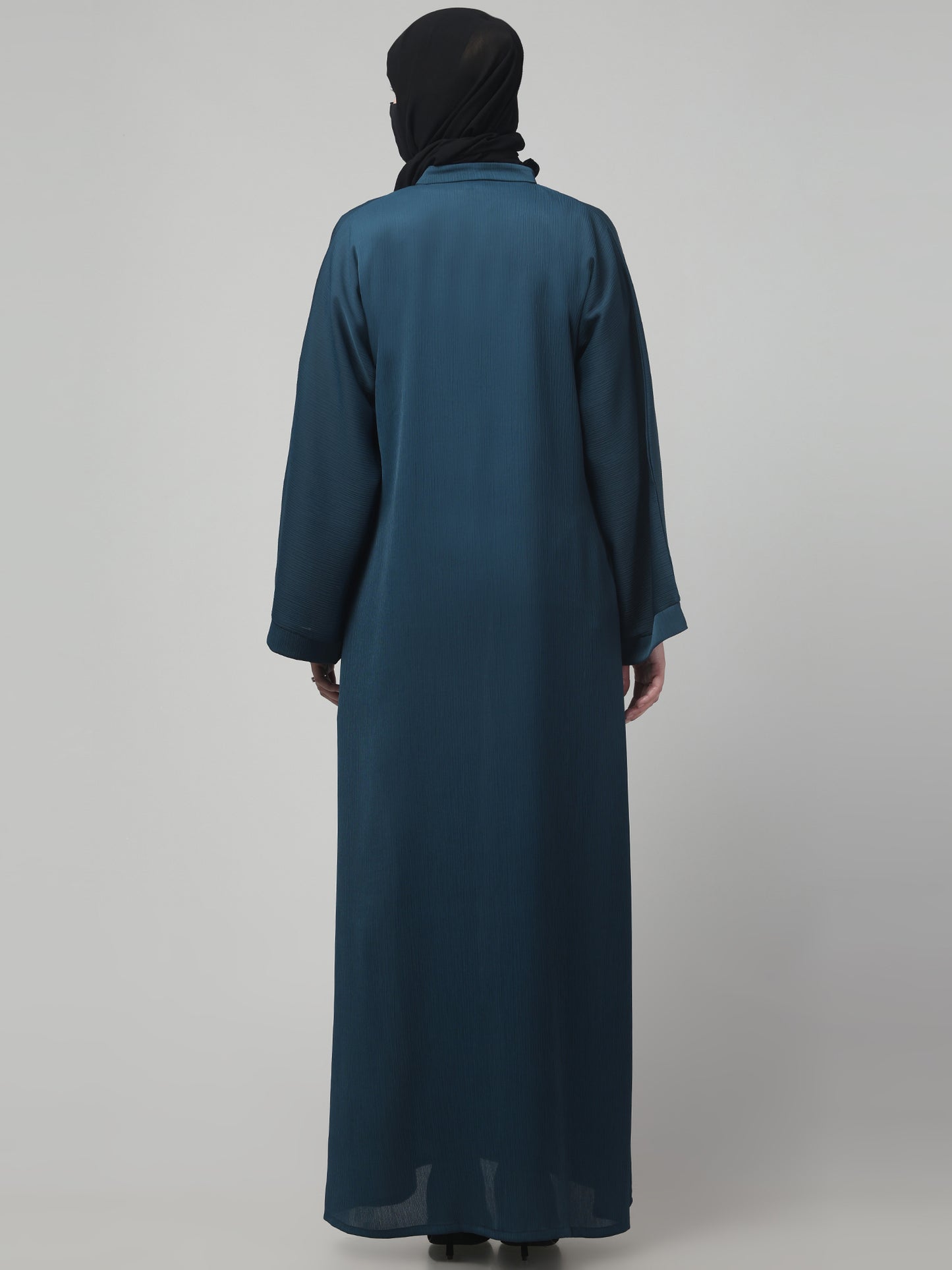 Front Open Abaya in Zoom Imported Fabric – Subtle Elegance with a Crushed Texture