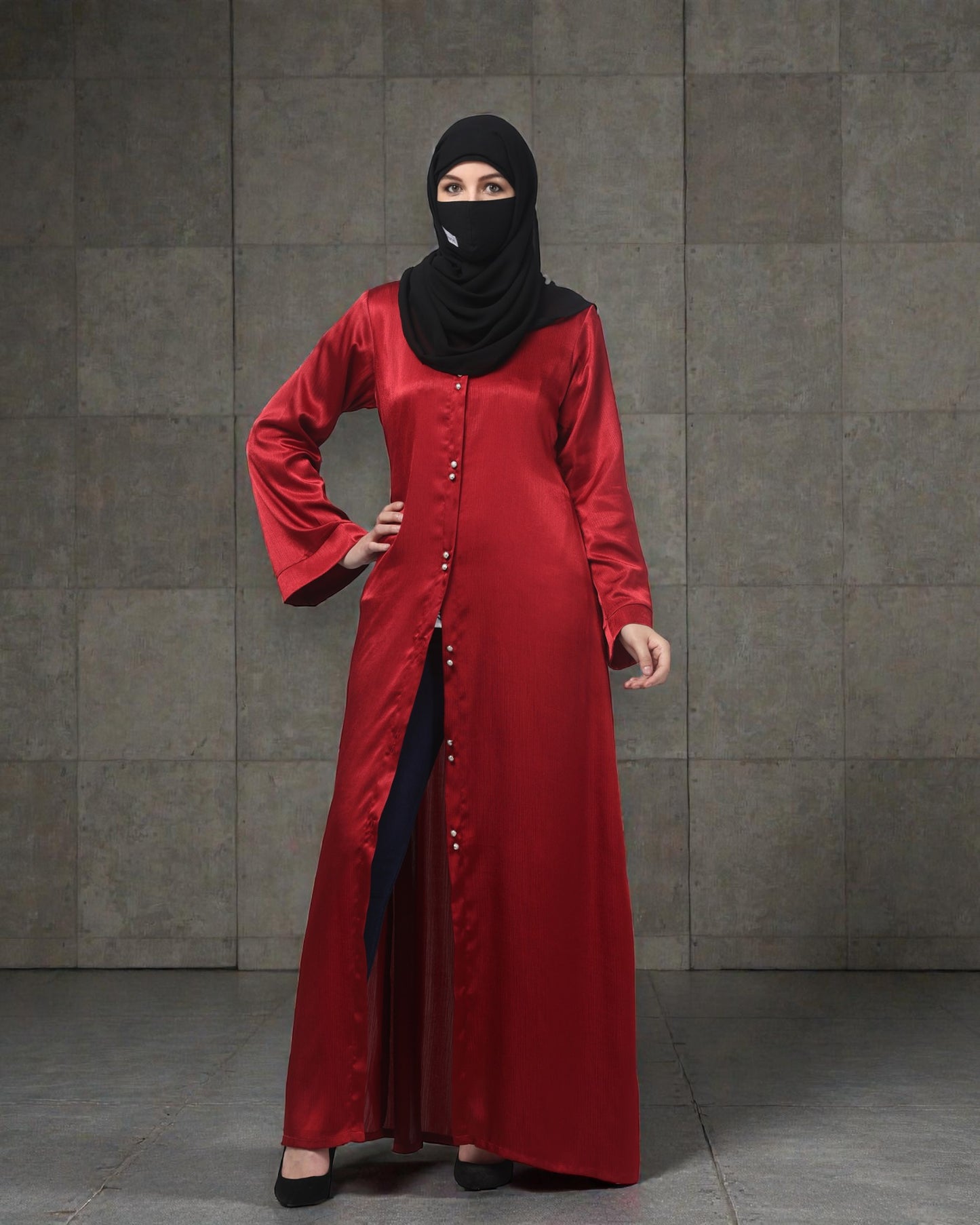 Front Open Abaya in Cadbury Silk Fabric – Lustrous Shine & Elegant Draping