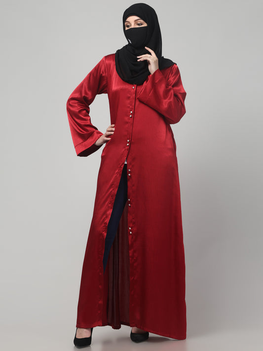 Front Open Abaya in Cadbury Silk Fabric – Lustrous Shine & Elegant Draping