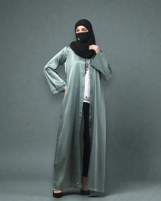 Front Open Abaya in Cadbury Silk Fabric – Lustrous Shine & Elegant Draping