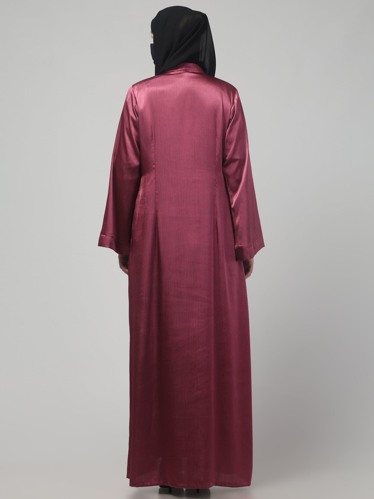 Front Open Abaya in Cadbury Silk Fabric – Lustrous Shine & Elegant Draping