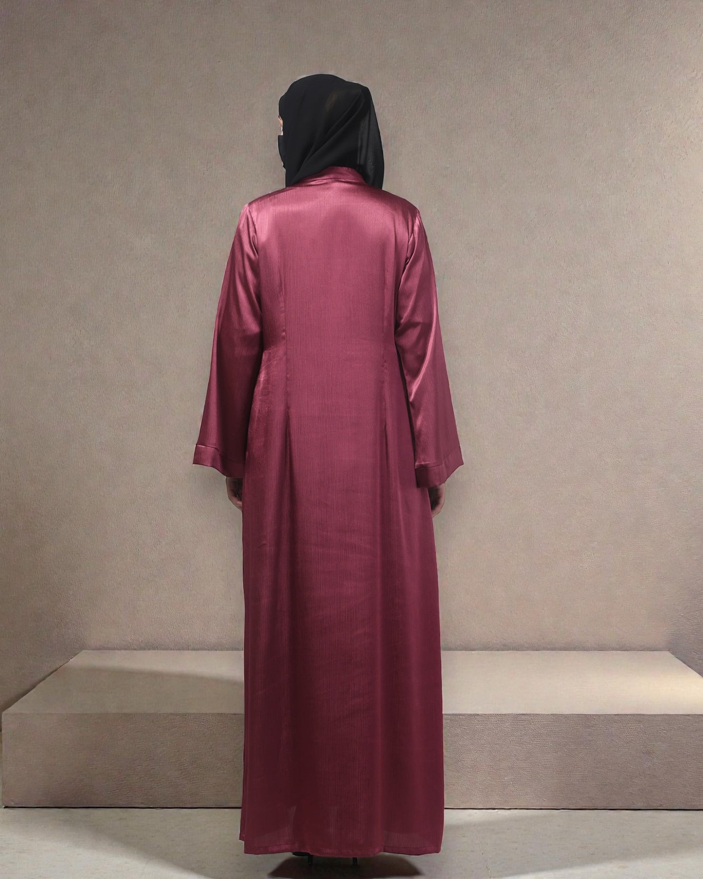 Front Open Abaya in Cadbury Silk Fabric – Lustrous Shine & Elegant Draping