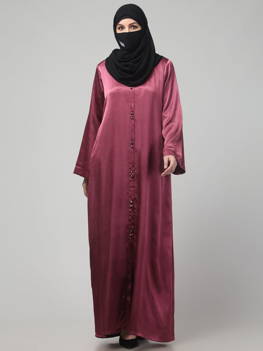 Front Open Abaya in Cadbury Silk Fabric – Lustrous Shine & Elegant Draping