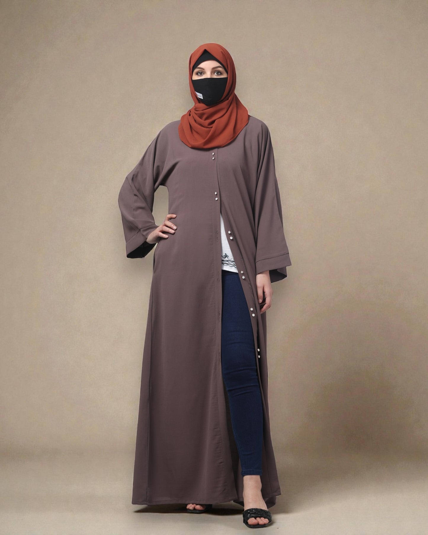 Front Open Abaya in CYE Crush Polyester – Subtle Texture & Timeless Elegance