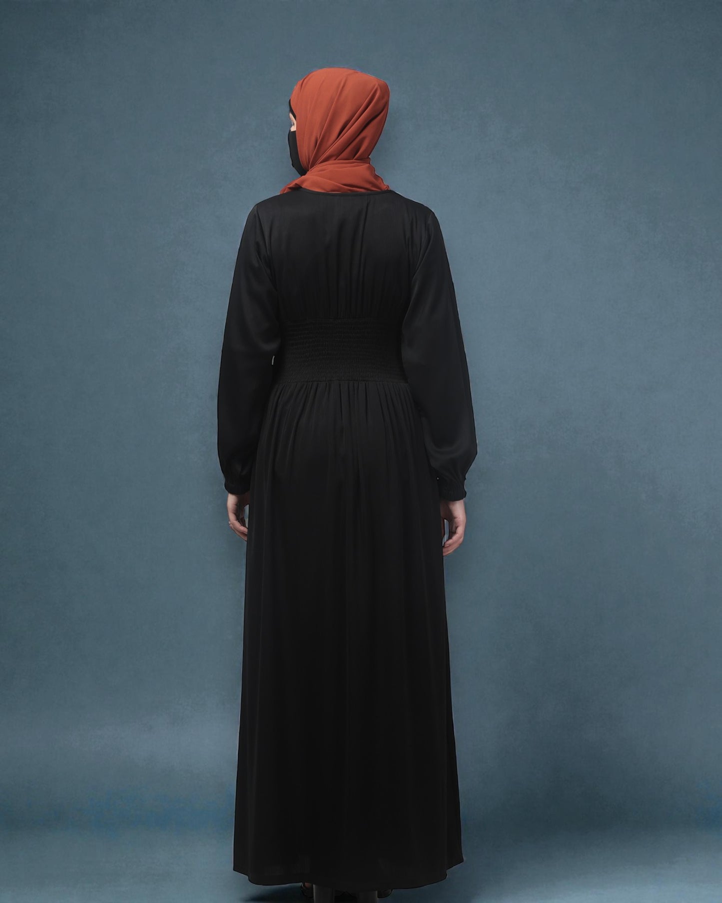 Inner For Abaya in Tiktok Fabric with Smocked Waist & Sleeves To be Worn With A Proper Abaya