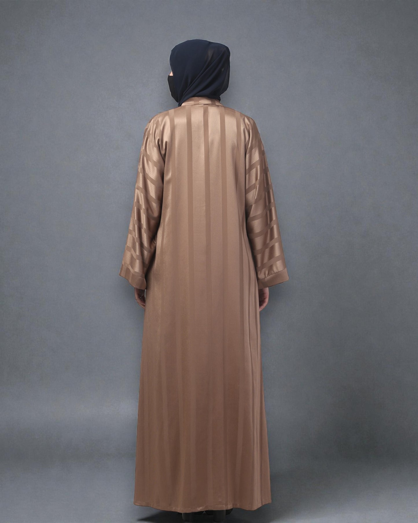 Front Open Abaya in Zoom Pro Fabric – Subtle Stripes & Effortless Grace