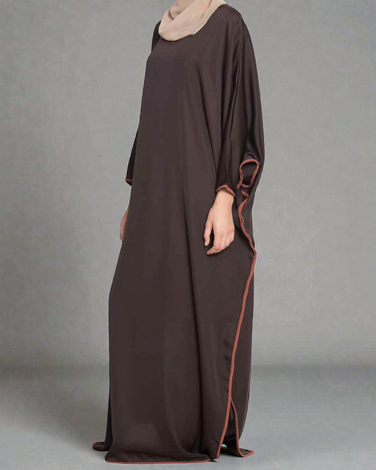 Musheco- Elegant Kaftan With Contrast Detailing On Sleeves and Side Slits