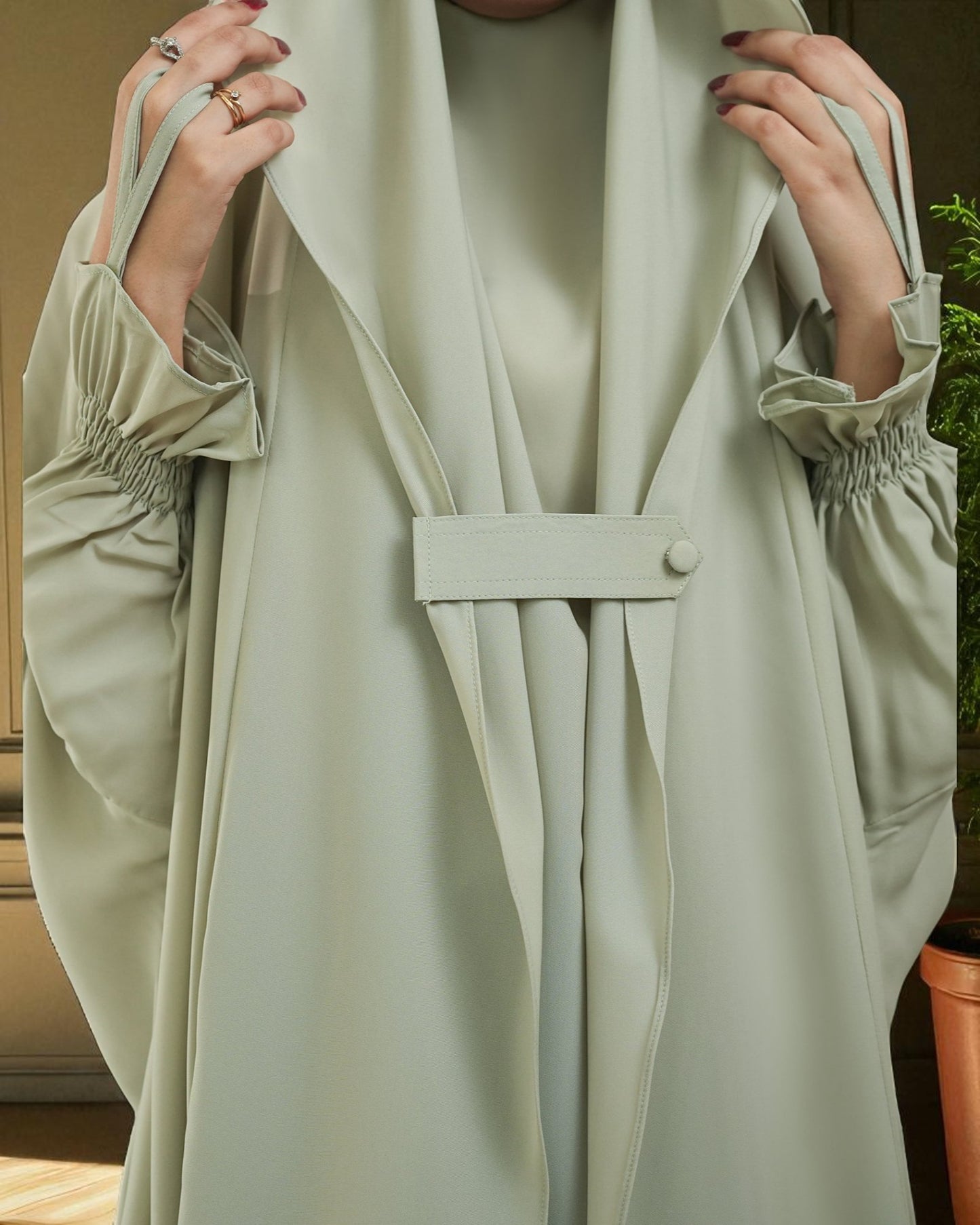 Full-Length Saudi Jilbab in Firdaus Fabric with Extra Pardah Layer, Elastic Sleeves & Loose Fit