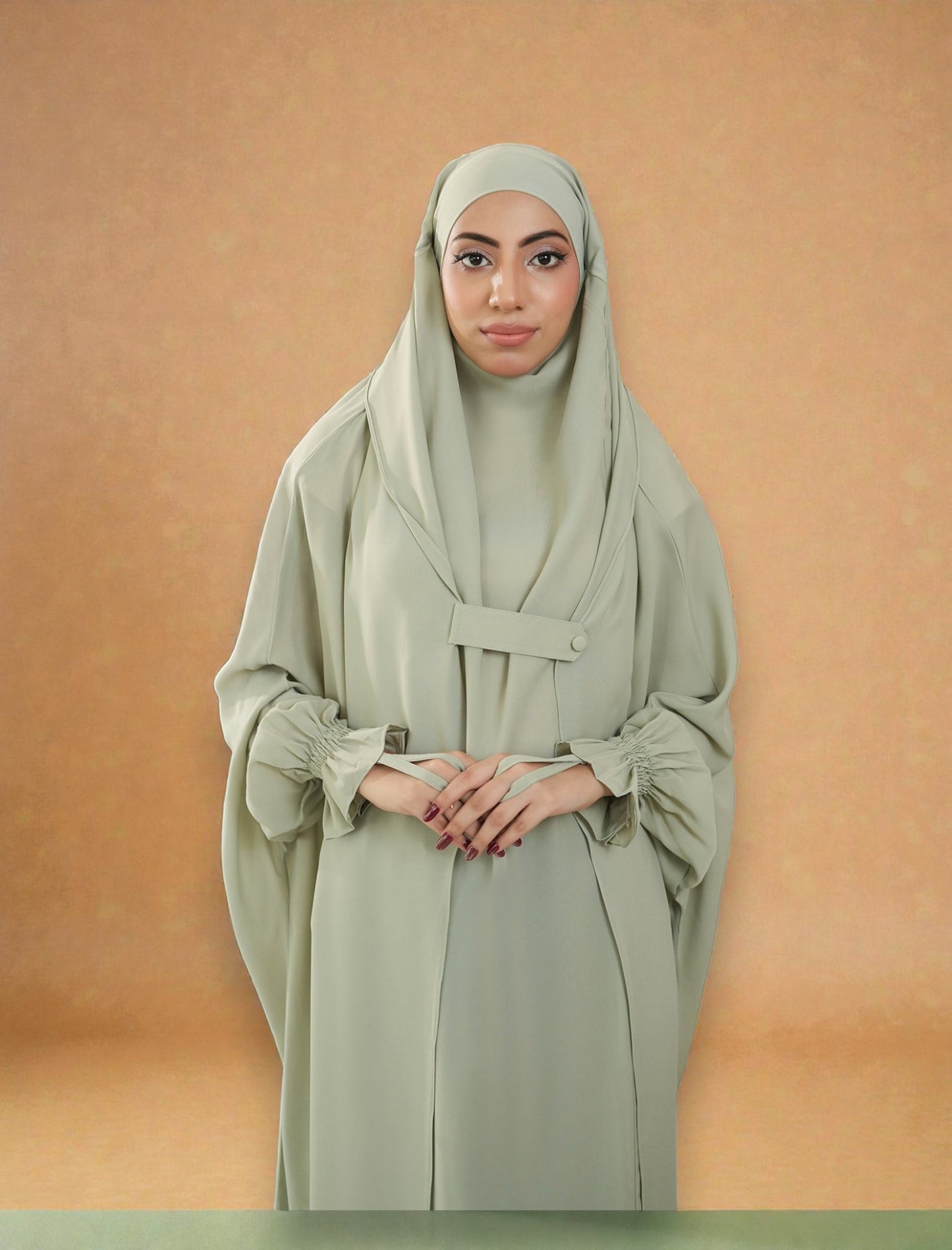 Full-Length Saudi Jilbab in Firdaus Fabric with Extra Pardah Layer, Elastic Sleeves & Loose Fit