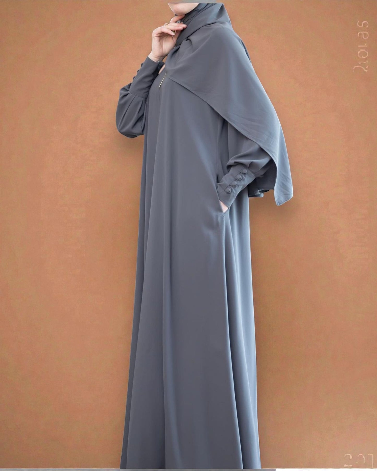 Umbrella Flare Firdaus Fabric Abaya with Cuff Sleeves