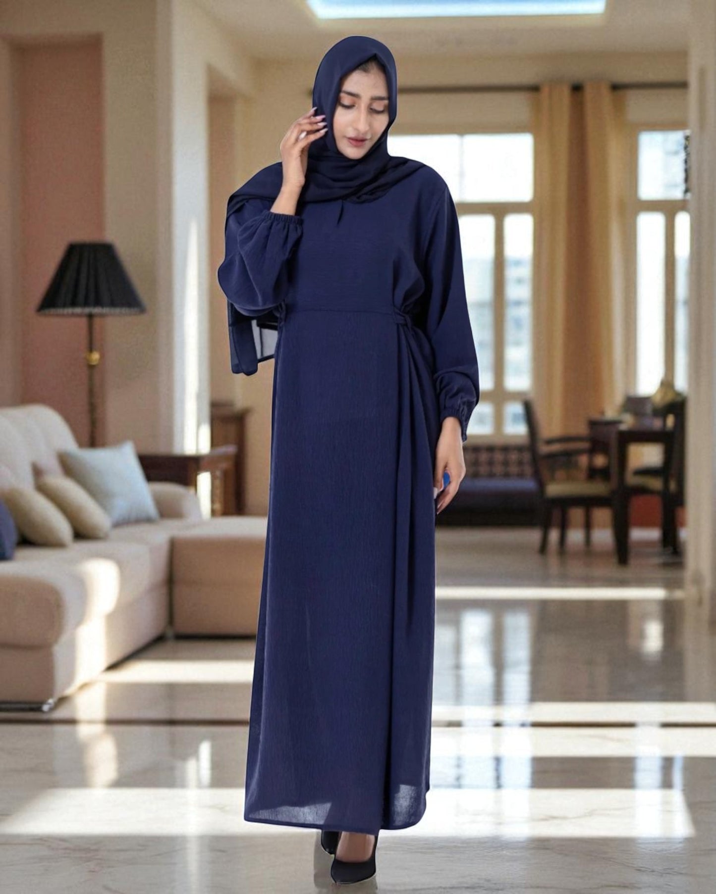 A-Line Abaya In CEY Crush Fabric