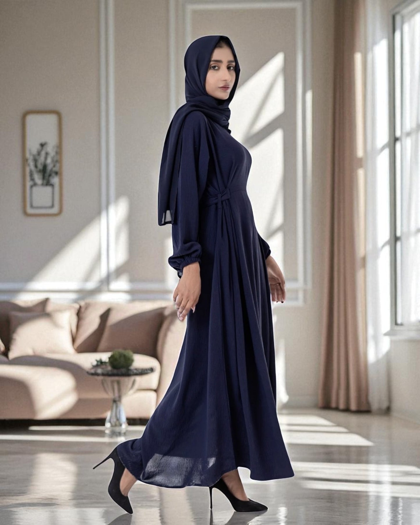 A-Line Abaya In CEY Crush Fabric