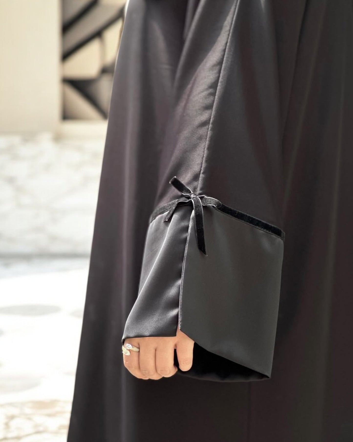 A-Line Firdaus Fabric Abaya with Designer Sleeves