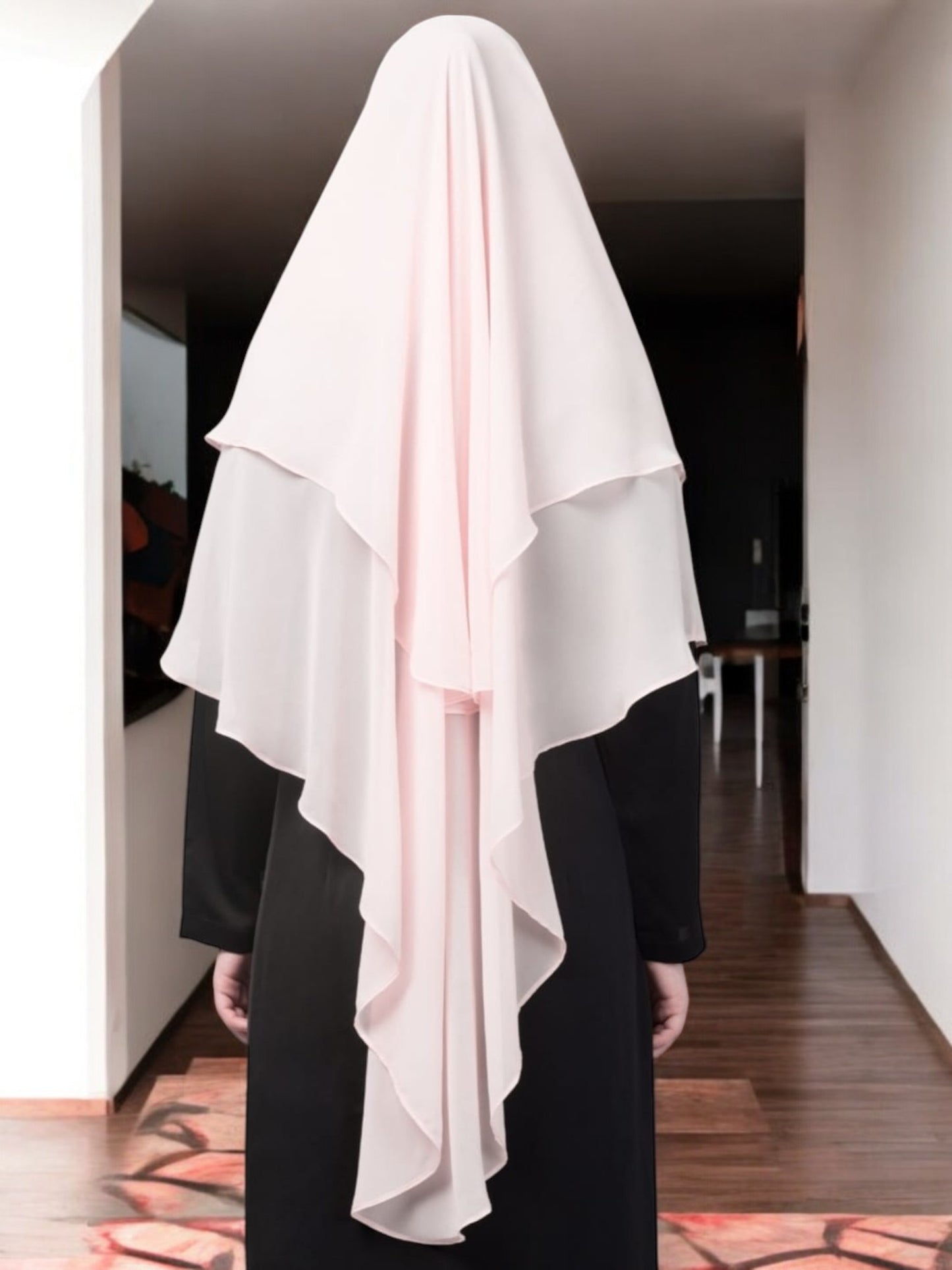 Multi Layered- Triangular Instant Hijab-Khimar In Premium Georgette Fabric