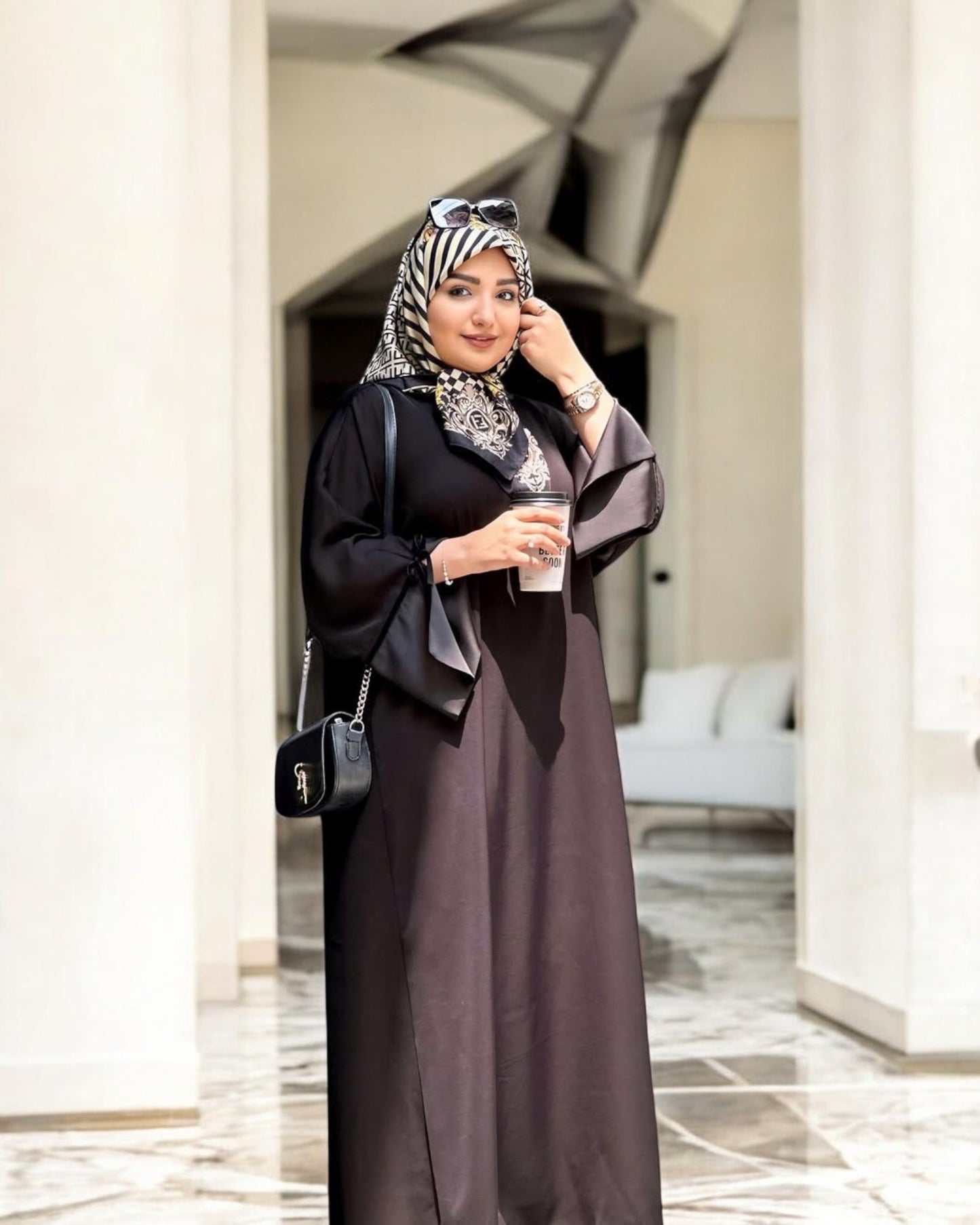 A-Line Firdaus Fabric Abaya with Designer Sleeves
