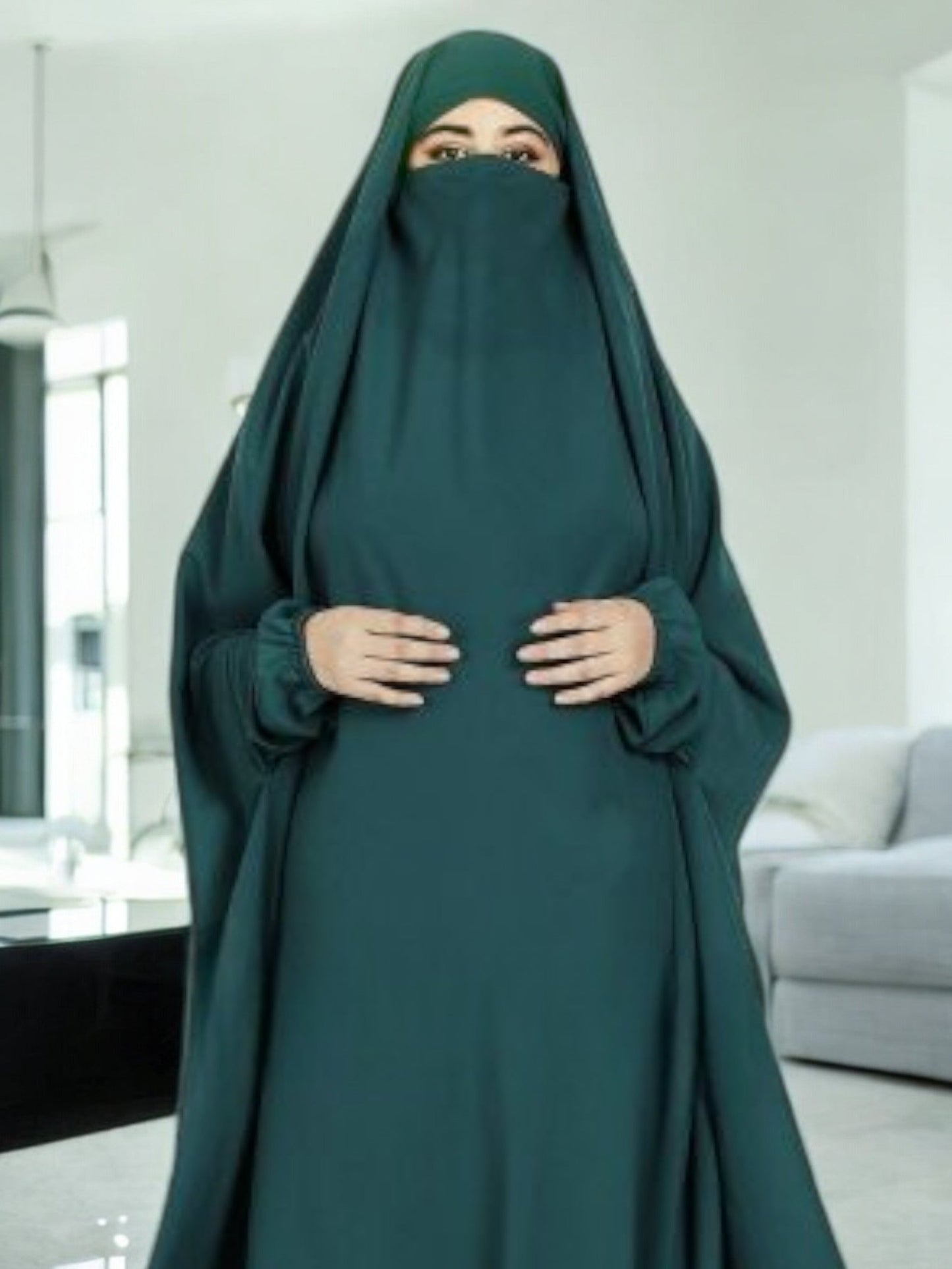 One Piece Jilbab With Adjustable Nose Piece