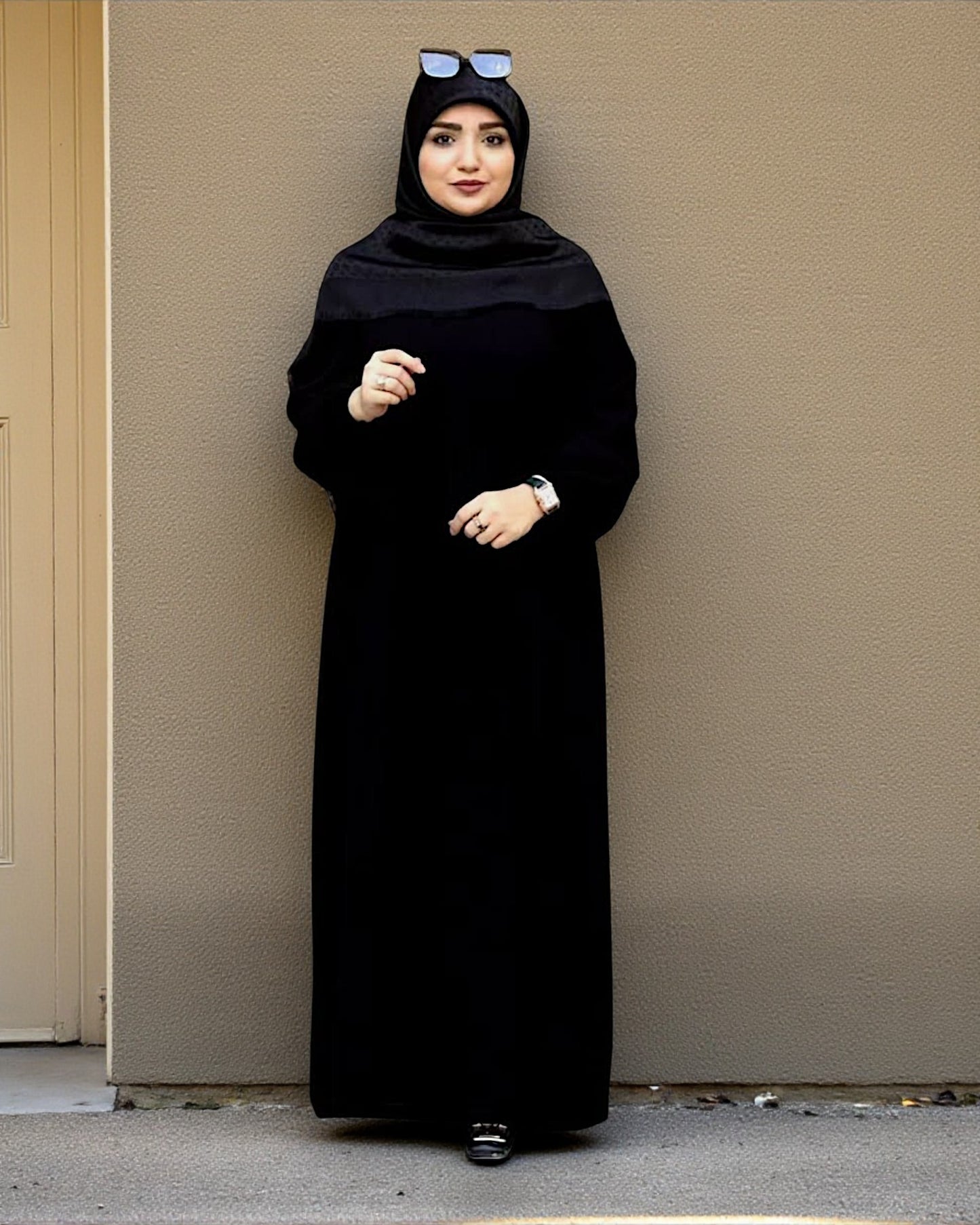 Loose Fit Firdaus Fabric Abaya with Gathered Chestline