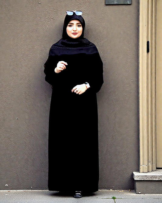 Loose Fit Firdaus Fabric Abaya with Gathered Chestline