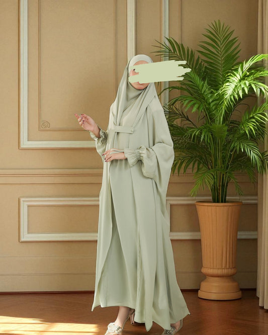 Full-Length Saudi Jilbab in Firdaus Fabric with Extra Pardah Layer, Elastic Sleeves & Loose Fit