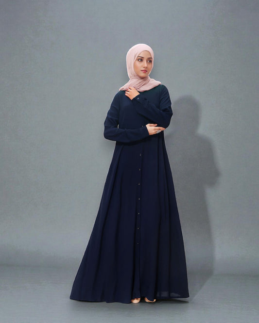 Front Open Firdaus Fabric Abaya with Button Opening