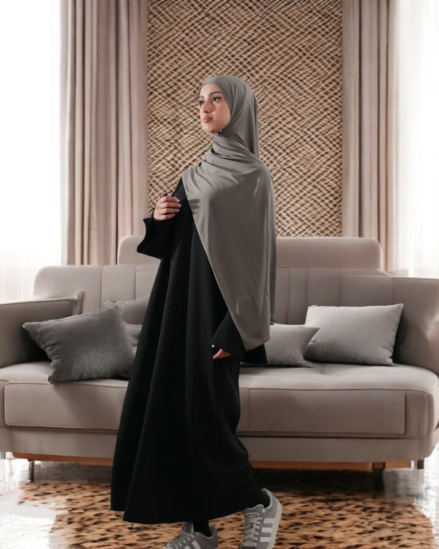 Simple A-Line Abaya with Flared Sleeves in Premium CEY Crush Fabric