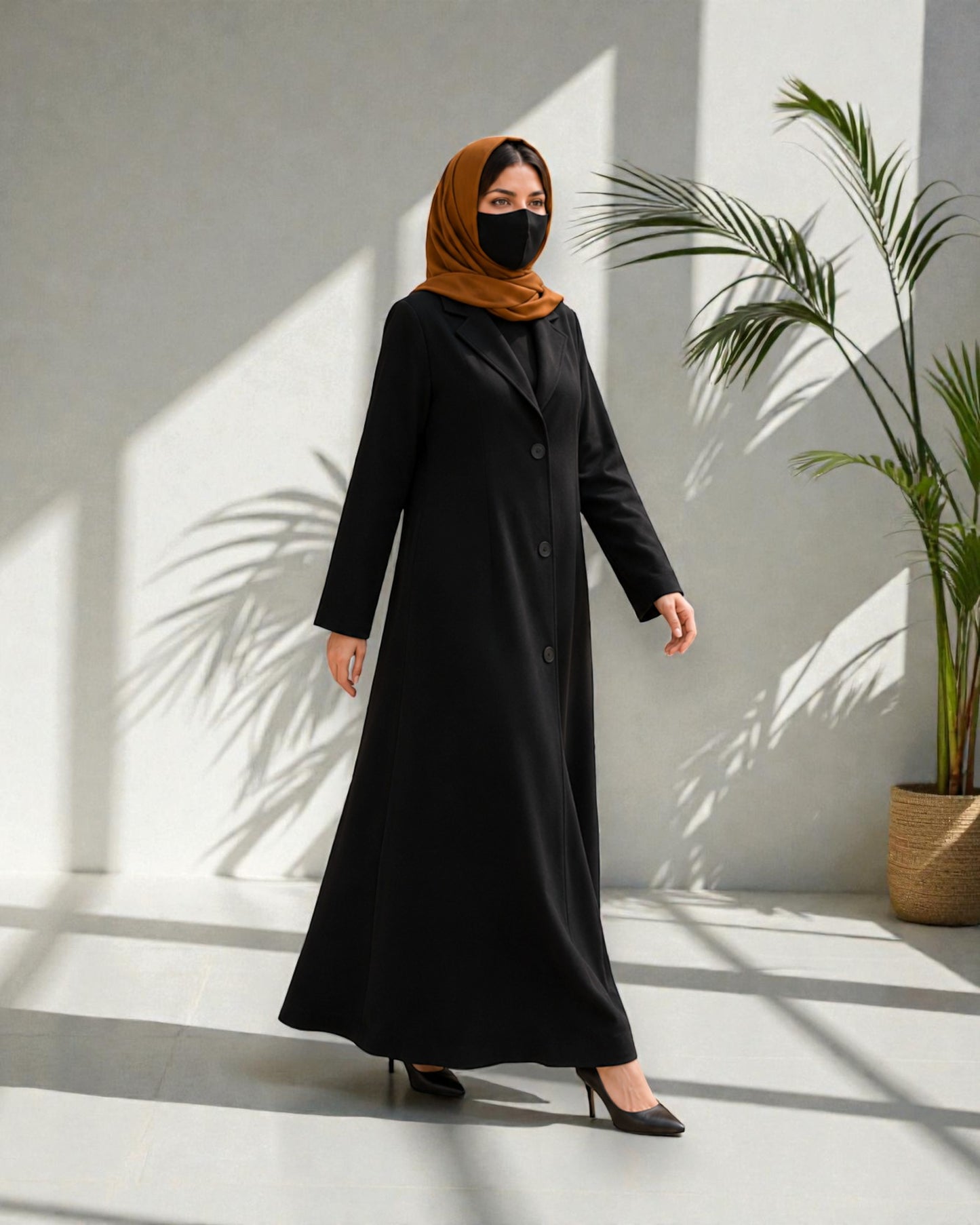 Coat Abaya With Lapel Collar